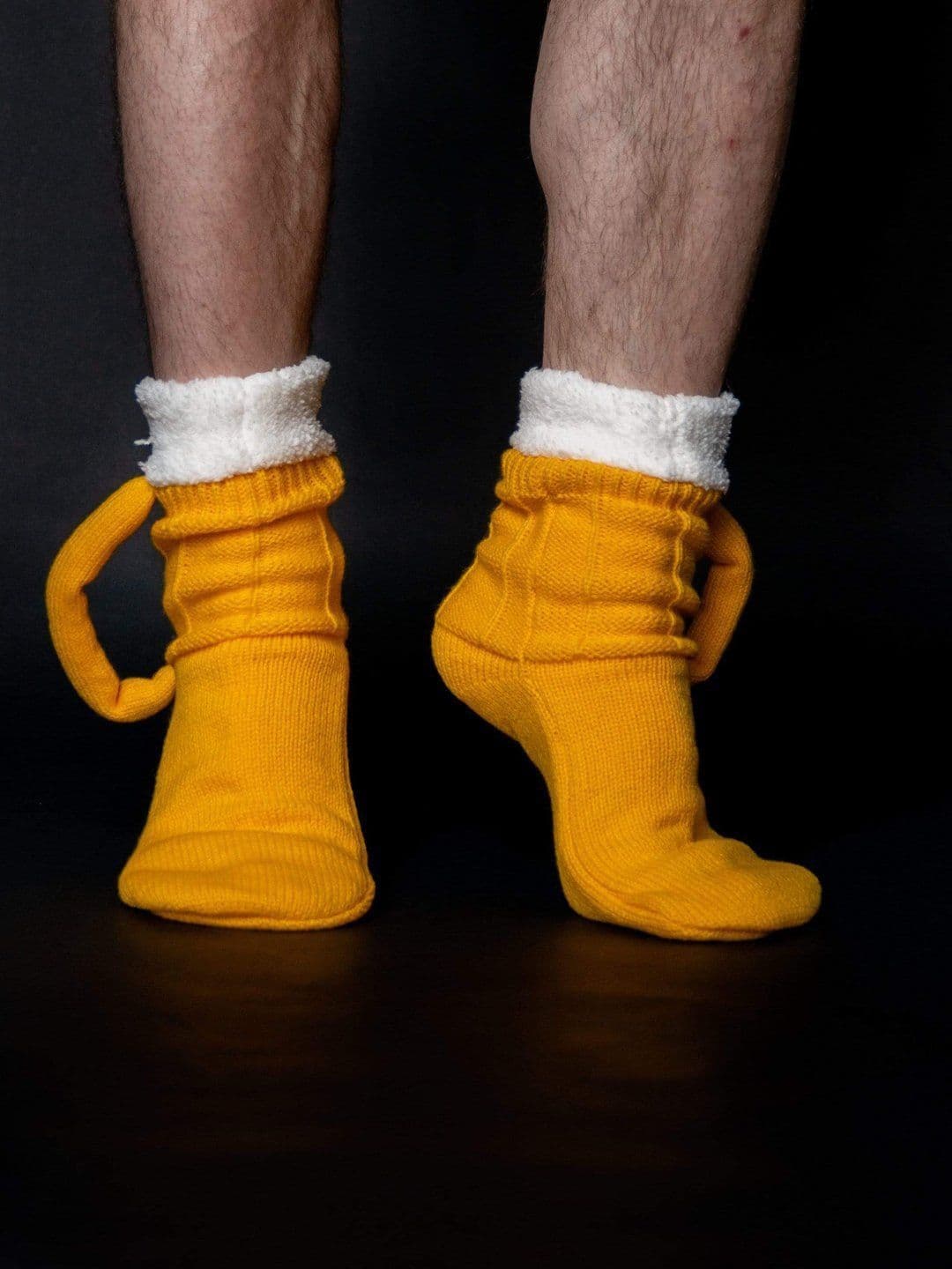 image-3D Beer Mug Socks Creative Knitted Yellow Room Socks