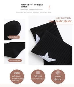image-Black And White Five-pointed Star Tube Socks Breathable Sports Socks