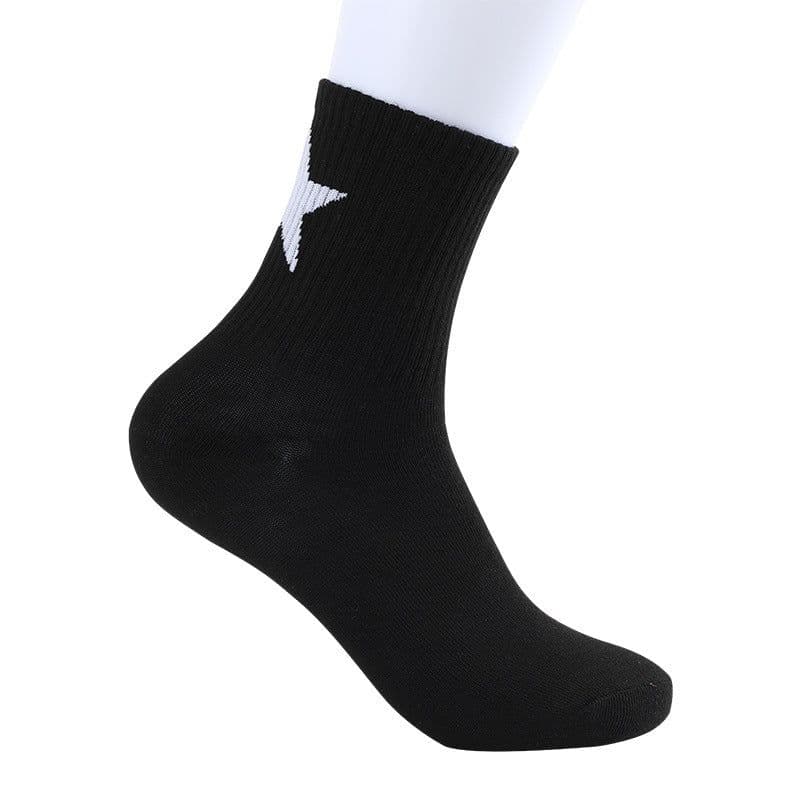image-Black And White Five-pointed Star Tube Socks Breathable Sports Socks