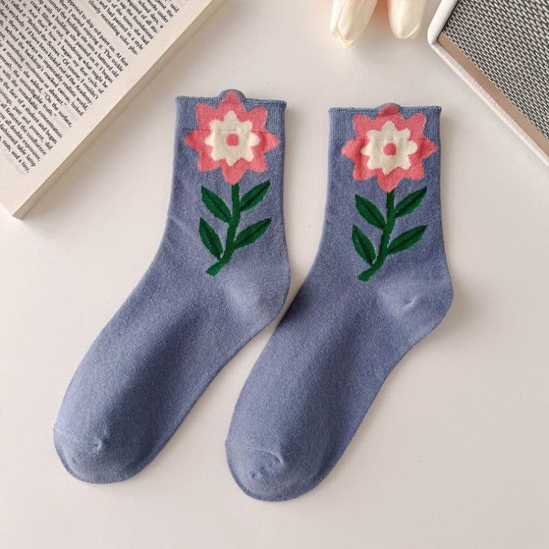 image-Three-dimensional Tulip Cotton Socks Tube Socks College Style