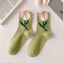 image-Three-dimensional Tulip Cotton Socks Tube Socks College Style