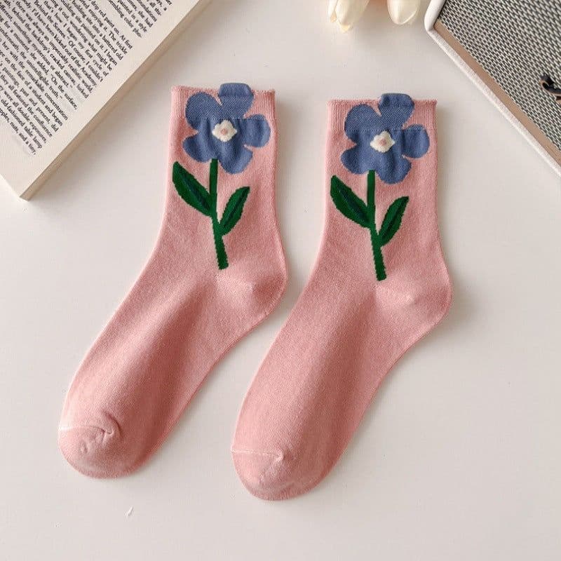 image-Three-dimensional Tulip Cotton Socks Tube Socks College Style