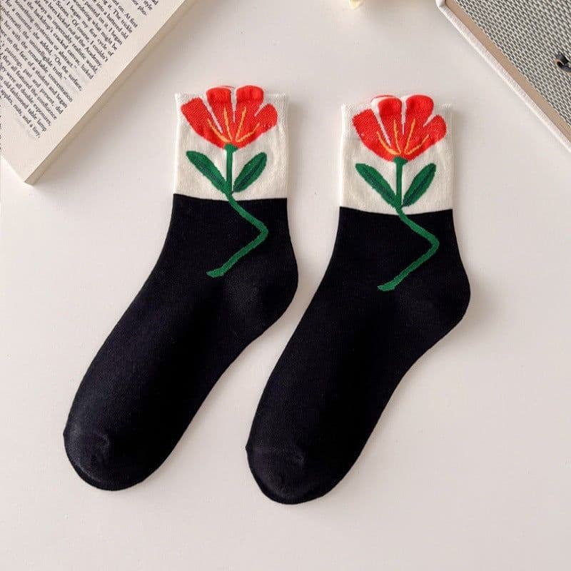 image-Three-dimensional Tulip Cotton Socks Tube Socks College Style
