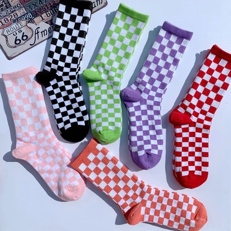 image-Socks Chessboard Socks Trendy Street European And American