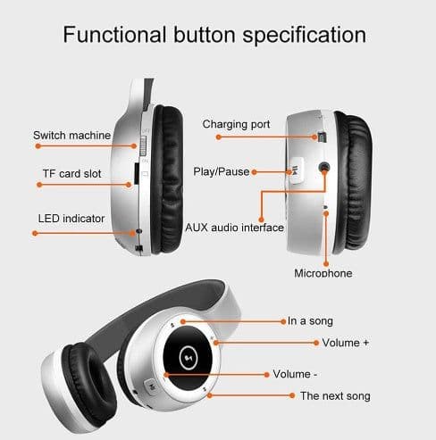 image-T8 Stereo Headset Bluetooth Headset HIFI Sports MP3 Card Wireless Phone Headset 4.0 Headphones