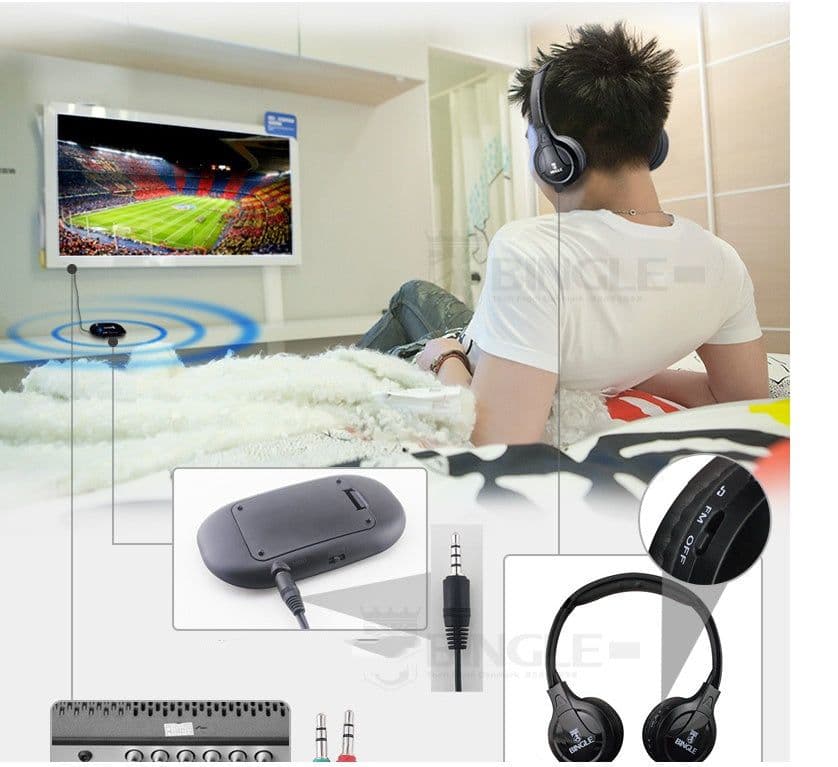 image-Bingle B616 Wireless Headset Computer Television Elderly People Watch FM Radio Television Headphones