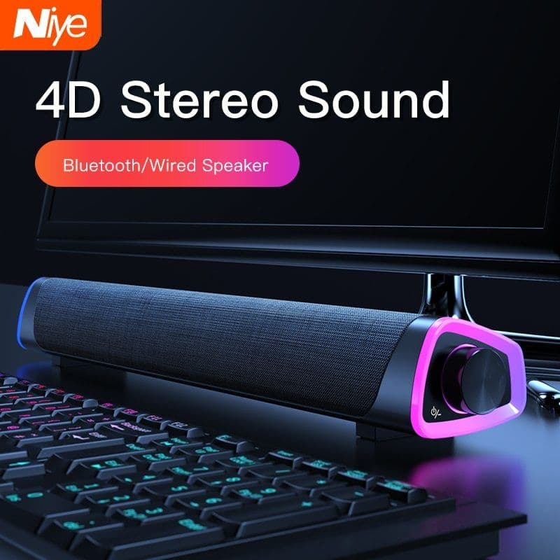 image-Compatible with Apple, 4D Computer Speaker Bar Stereo Sound subwoofer Bluetooth Speaker For Macbook Laptop Notebook PC Music Player Wired Loudspeaker