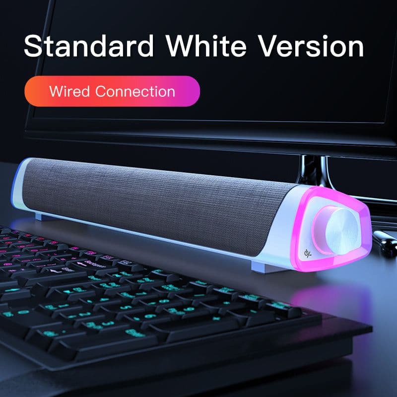 image-Compatible with Apple, 4D Computer Speaker Bar Stereo Sound subwoofer Bluetooth Speaker For Macbook Laptop Notebook PC Music Player Wired Loudspeaker
