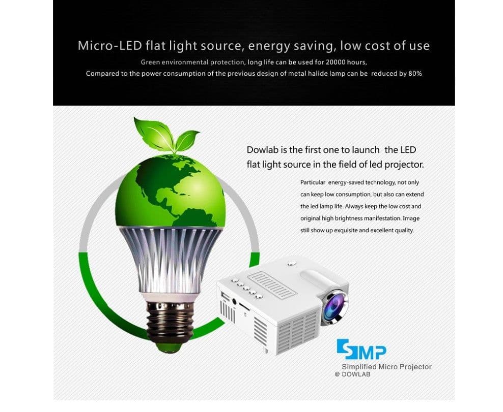 image-UNIC UC28B projector 50lumens USB TFcard LED Micro Projector