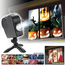 image-Halloween Christmas Laser Projector 12 Movies Disco Light Mini Window Home Theater Projector Indoor Outdoor Projector
