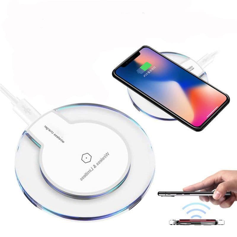 image-New Wireless Charging Dock Charger Crystal Round Charging Pad With Receiver For A-pple For Sanxing