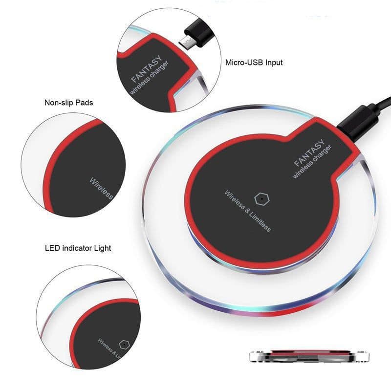 image-New Wireless Charging Dock Charger Crystal Round Charging Pad With Receiver For A-pple For Sanxing
