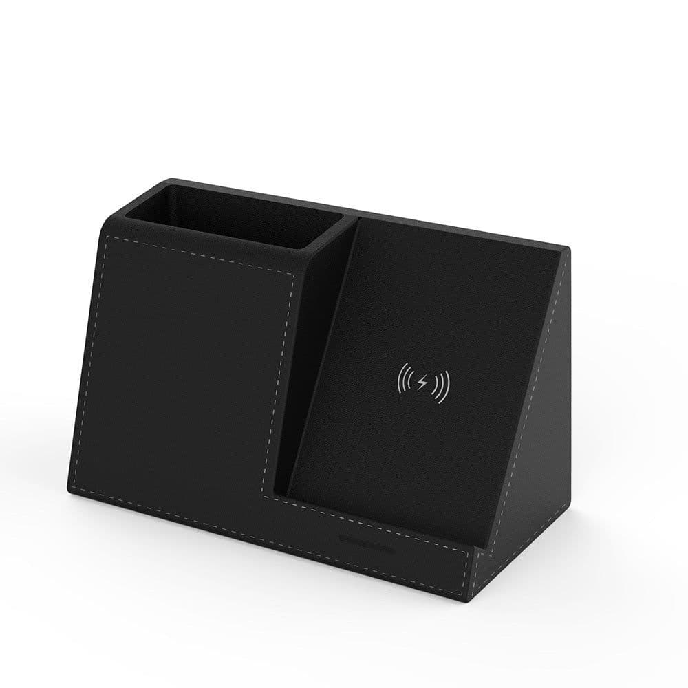 image-Leather Pen Holder Wireless Charger Wireless Phone Charger And Pen Holder Fast Charging Phone