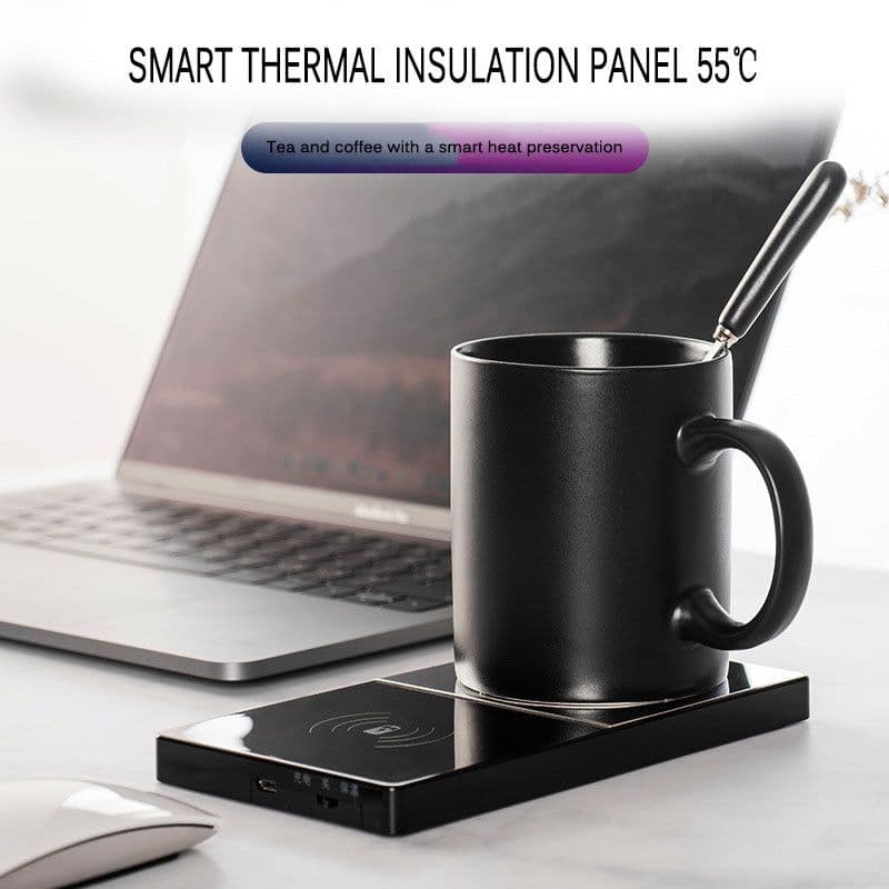 image-2 In 1 Heating Mug Cup Warmer Electric Wireless Charger For Home Office Coffee Milk