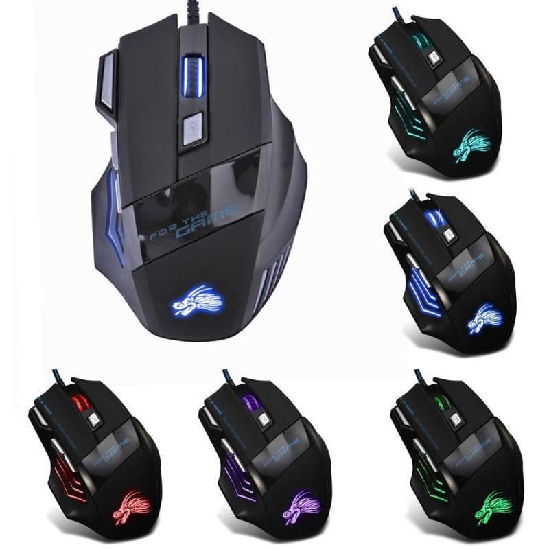 image-Wired Gaming Mouse 5500DPI 7-Color LED Backlight Optical Mouse Gamer USB 7 Buttons PC Gamer Computer Laptop Desktop Mice