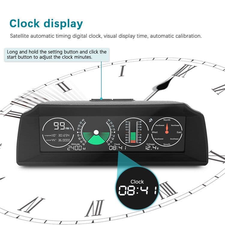 image-GPS GO 2 Universal Car HUD Monitoring Speed Level Gradient Compass