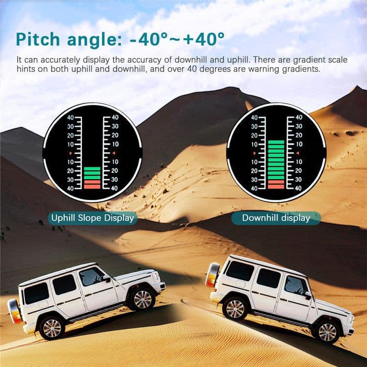image-GPS GO 2 Universal Car HUD Monitoring Speed Level Gradient Compass