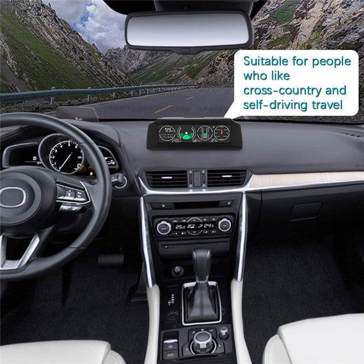 image-GPS GO 2 Universal Car HUD Monitoring Speed Level Gradient Compass