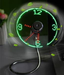 image-USB Fan Adjustable Mini Flexible Fan LED Light Time Clock Desktop Cool Gadget Time Display