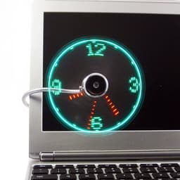 image-USB Fan Adjustable Mini Flexible Fan LED Light Time Clock Desktop Cool Gadget Time Display