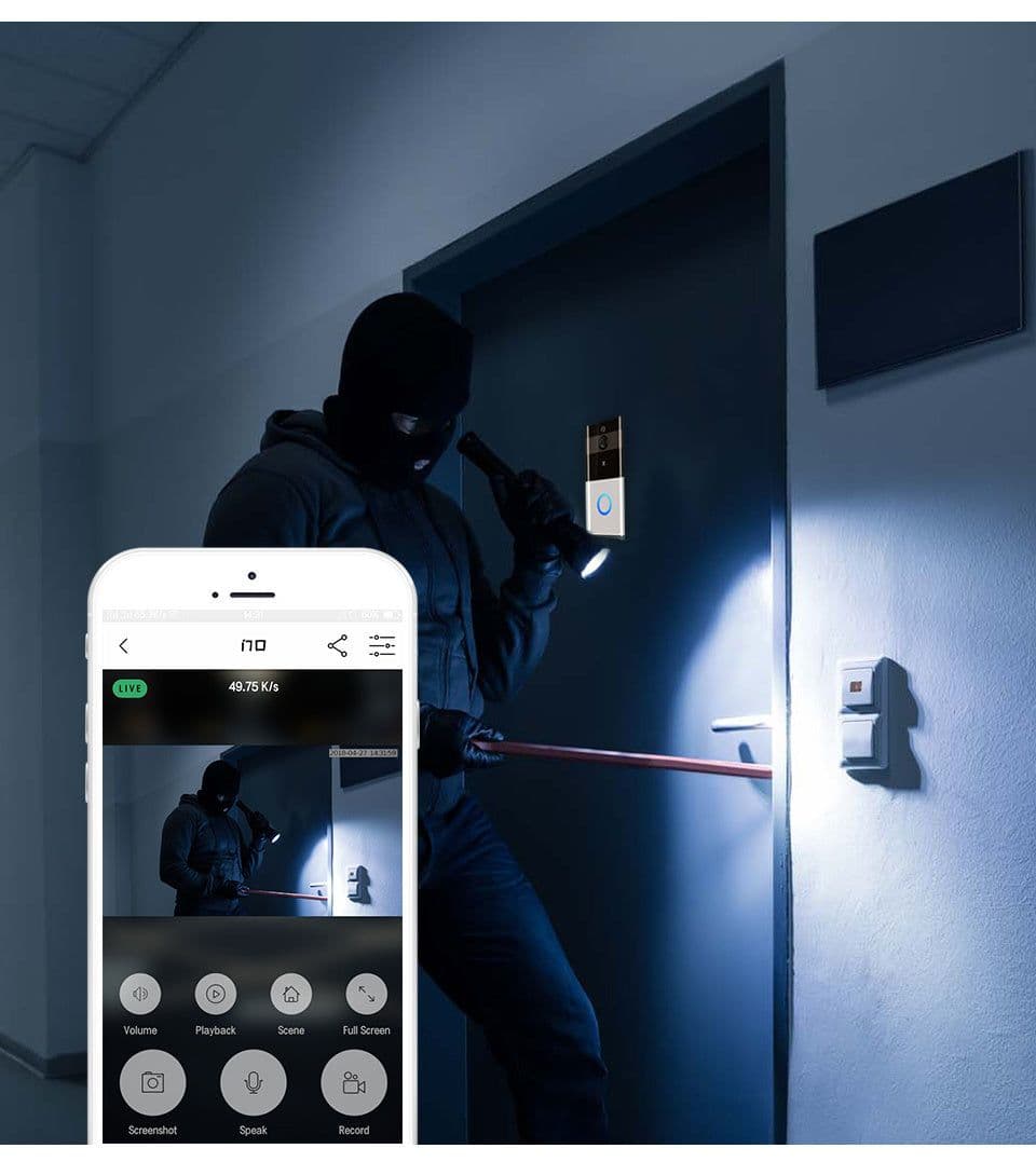 image-Marlboze 720P WIFI Visual Doorbell Wireless Intercom Doorbell PIR Motion Detection Night View SD card Video Smart Doorbell Ring
