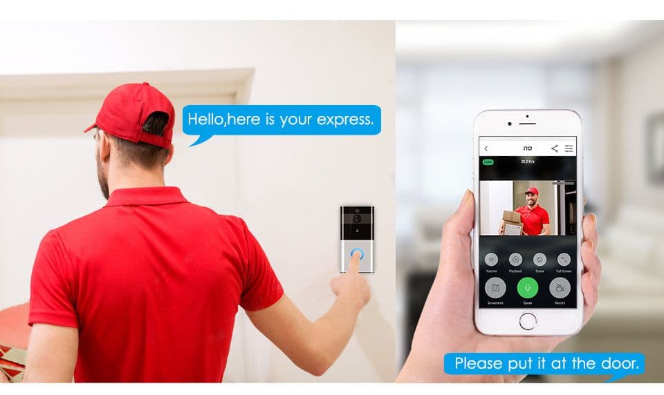 image-Marlboze 720P WIFI Visual Doorbell Wireless Intercom Doorbell PIR Motion Detection Night View SD card Video Smart Doorbell Ring