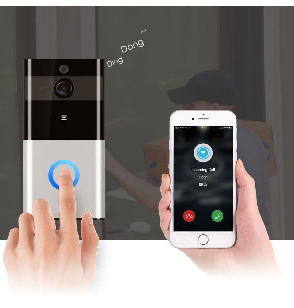 image-Marlboze 720P WIFI Visual Doorbell Wireless Intercom Doorbell PIR Motion Detection Night View SD card Video Smart Doorbell Ring