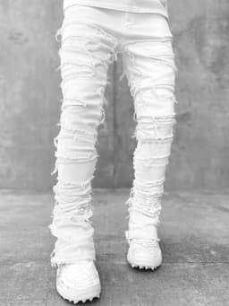 image-Men Trousers Individual Patched Pants Long Tight Fit Stacked Jeans For Mens Clothing