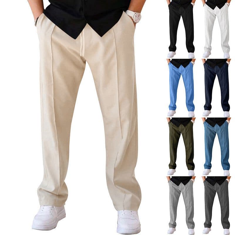 image-Men's Trousers Sports Casual Loose Straight Pants With Drawstring Design Clothing