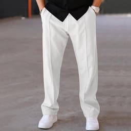 image-Men's Trousers Sports Casual Loose Straight Pants With Drawstring Design Clothing