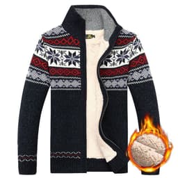 image-Men's Sweater Warm Velvet Sweatercoat Winter Wool Cardigan Male Casual Thicken Warm Fleece Christmas Sweater For Man