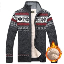 image-Men's Sweater Warm Velvet Sweatercoat Winter Wool Cardigan Male Casual Thicken Warm Fleece Christmas Sweater For Man