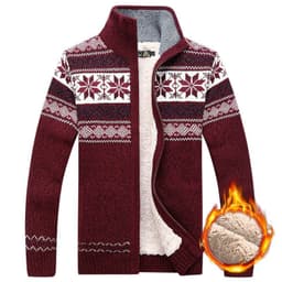 image-Men's Sweater Warm Velvet Sweatercoat Winter Wool Cardigan Male Casual Thicken Warm Fleece Christmas Sweater For Man