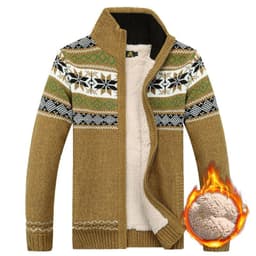 image-Men's Sweater Warm Velvet Sweatercoat Winter Wool Cardigan Male Casual Thicken Warm Fleece Christmas Sweater For Man