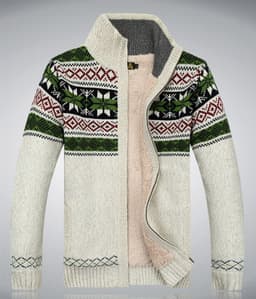 image-Men's Sweater Warm Velvet Sweatercoat Winter Wool Cardigan Male Casual Thicken Warm Fleece Christmas Sweater For Man