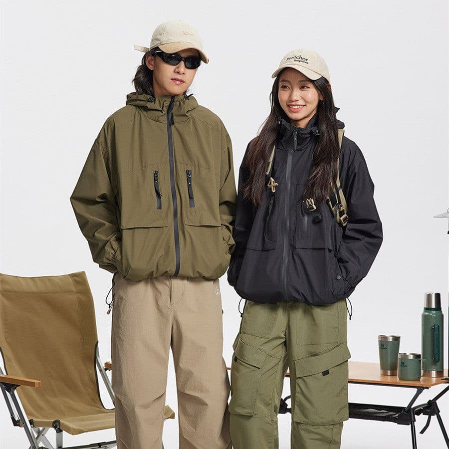image-Men's And Women's Fashion Outdoor Camping Solid Color Jacket Coat