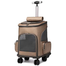 image-Portable Folding Trolley Pet Backpack Traveling Cat Backpack With Universal Wheel Trolley Pet Bag
