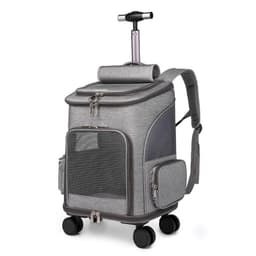 image-Portable Folding Trolley Pet Backpack Traveling Cat Backpack With Universal Wheel Trolley Pet Bag