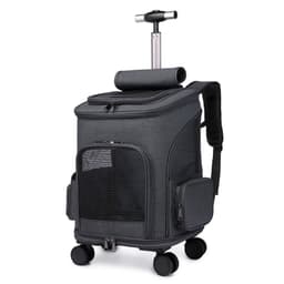 image-Portable Folding Trolley Pet Backpack Traveling Cat Backpack With Universal Wheel Trolley Pet Bag