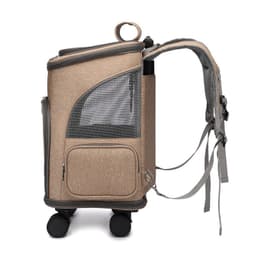 image-Portable Folding Trolley Pet Backpack Traveling Cat Backpack With Universal Wheel Trolley Pet Bag