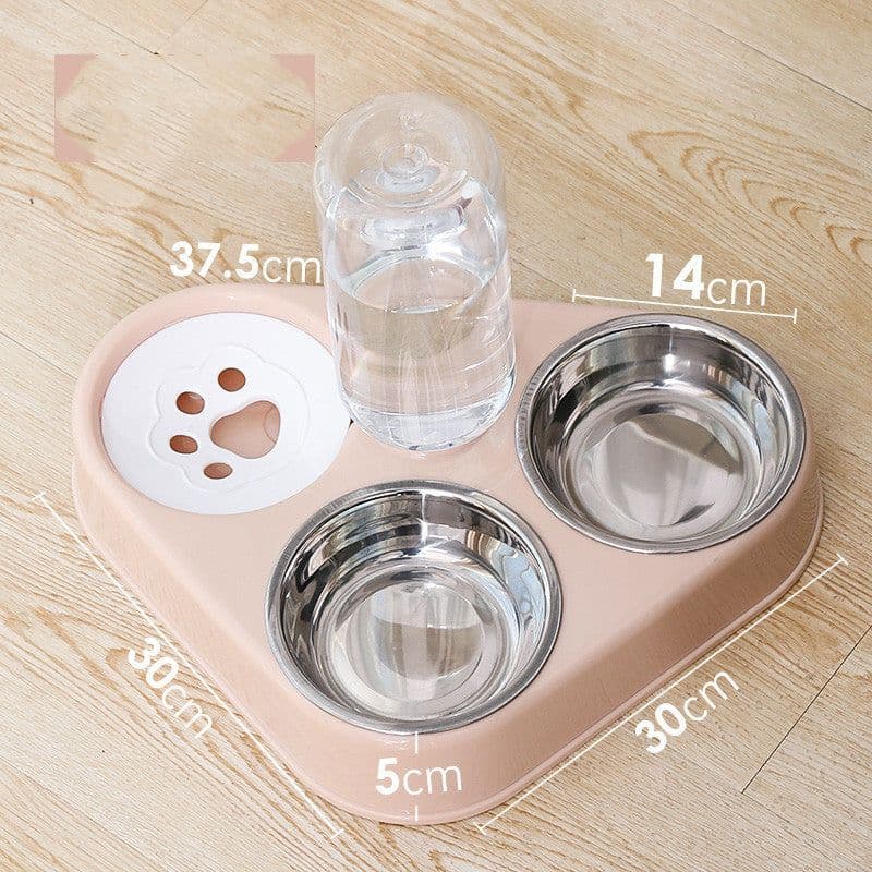 image-Dog Bowl Double Bowl Automatic Drinking Dog Food Bowl Rice Bowl
