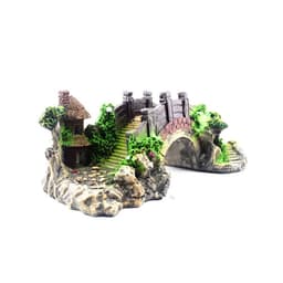 image-Resin Bridge Arch Bridge Black Red Bridge Fish Tank Landscaping Decoration Bridge Aquarium Equipment Accessories Turtle Climbing Platform Retro Arch Bridge