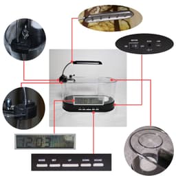image-USB Desktop Streaming Mini Aquarium Time Date Week Temperature Alarm Transparent Pen Holder