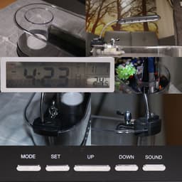 image-USB Desktop Streaming Mini Aquarium Time Date Week Temperature Alarm Transparent Pen Holder