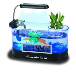 image-USB Desktop Streaming Mini Aquarium Time Date Week Temperature Alarm Transparent Pen Holder