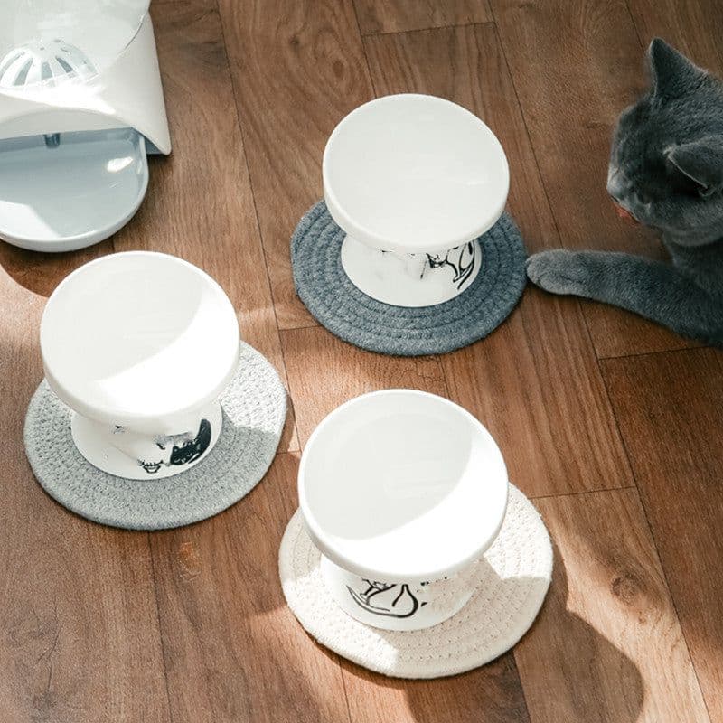 image-Cat Bowl Ceramic High-foot Oblique Single Bowl
