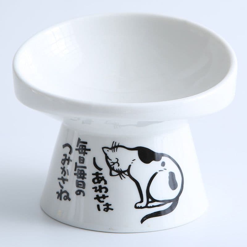 image-Cat Bowl Ceramic High-foot Oblique Single Bowl