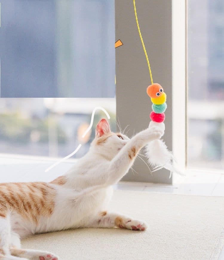 image-Cat Toys Simulated Caterpillar Cute Toys Funny Self-hey Interactive Toy Rope Grabbing Mouse Telescopic Hanging Cat Pet Supplies
