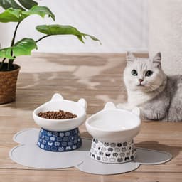 image-Anti-overturning High Foot Double Bowl Pet Supplies