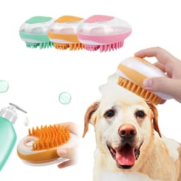 image-Dog Cat Bath Brush 2-in-1 Pet SPA Massage Comb Soft Silicone Pets Shower Hair Grooming Cmob Dog Cleaning Tool Pet Products
